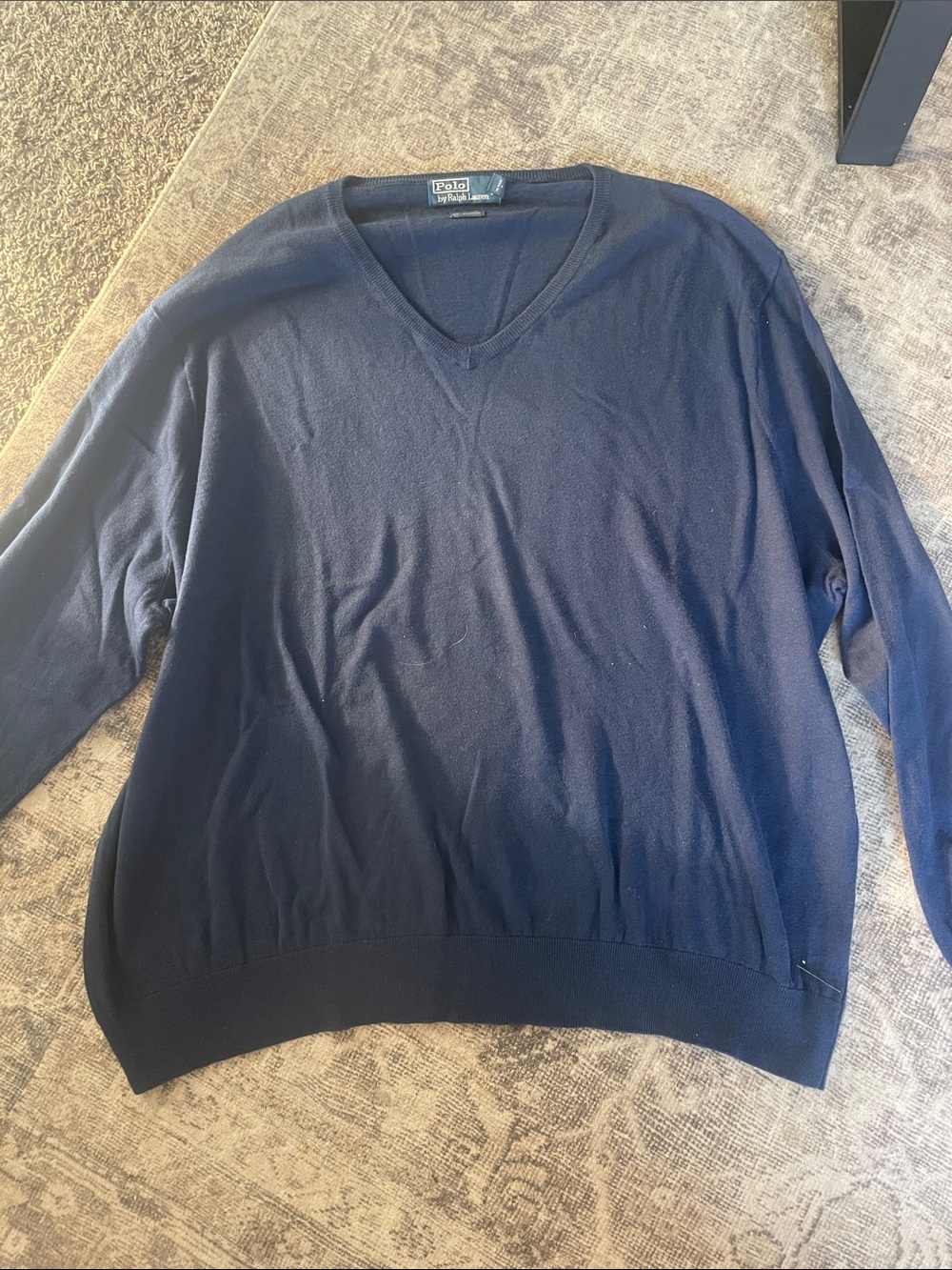 Polo by Ralph Lauren Men's V-Neck Sweater in Navy Blue